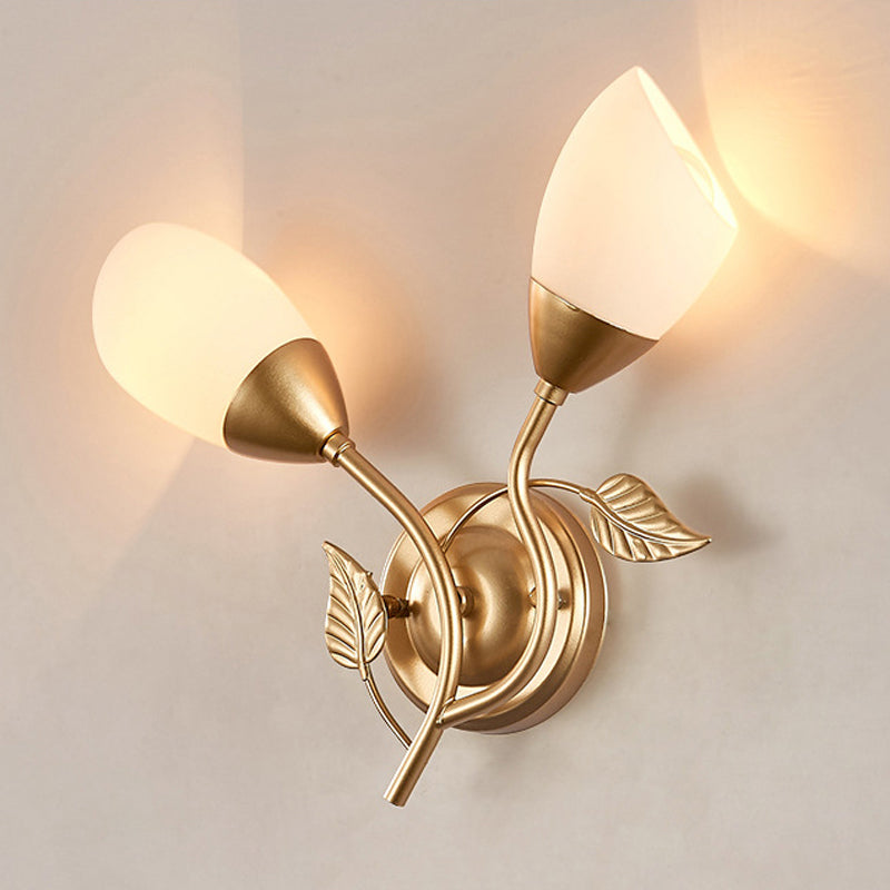 Modernist Wall Sconce Flower Wall Light Fixture with Glass and Metal for Bedroom
