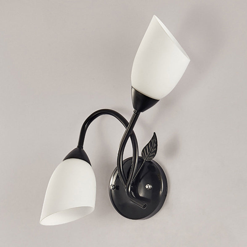 Modernist Wall Sconce Flower Wall Light Fixture with Glass and Metal for Bedroom