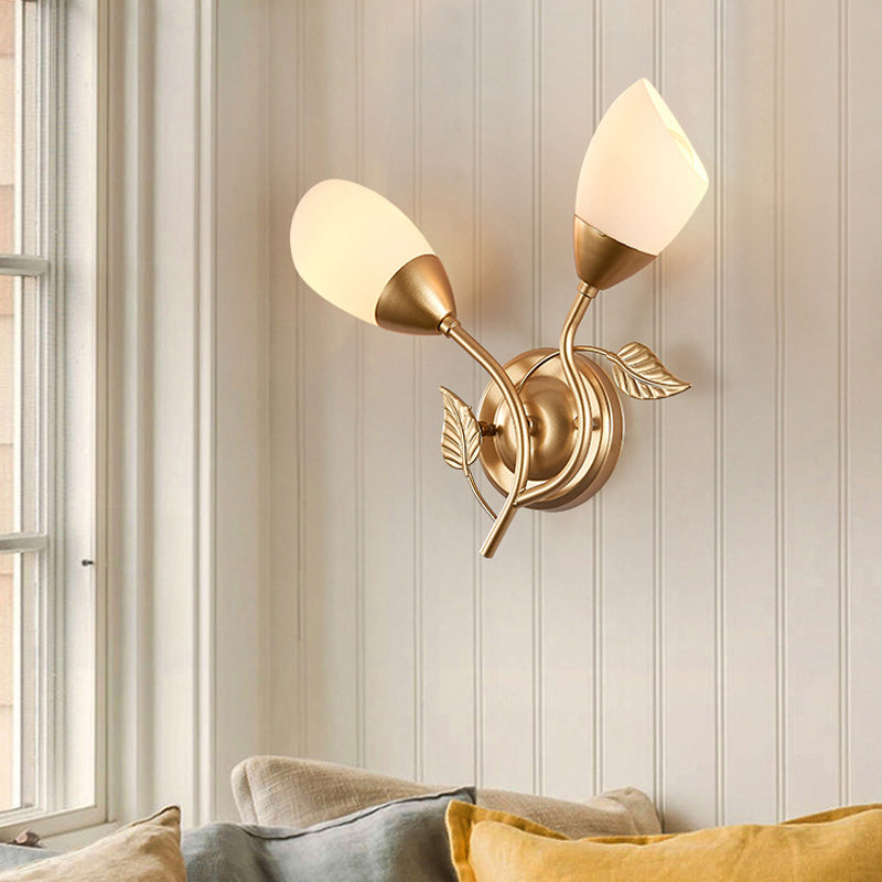 Modernist Wall Sconce Flower Wall Light Fixture with Glass and Metal for Bedroom