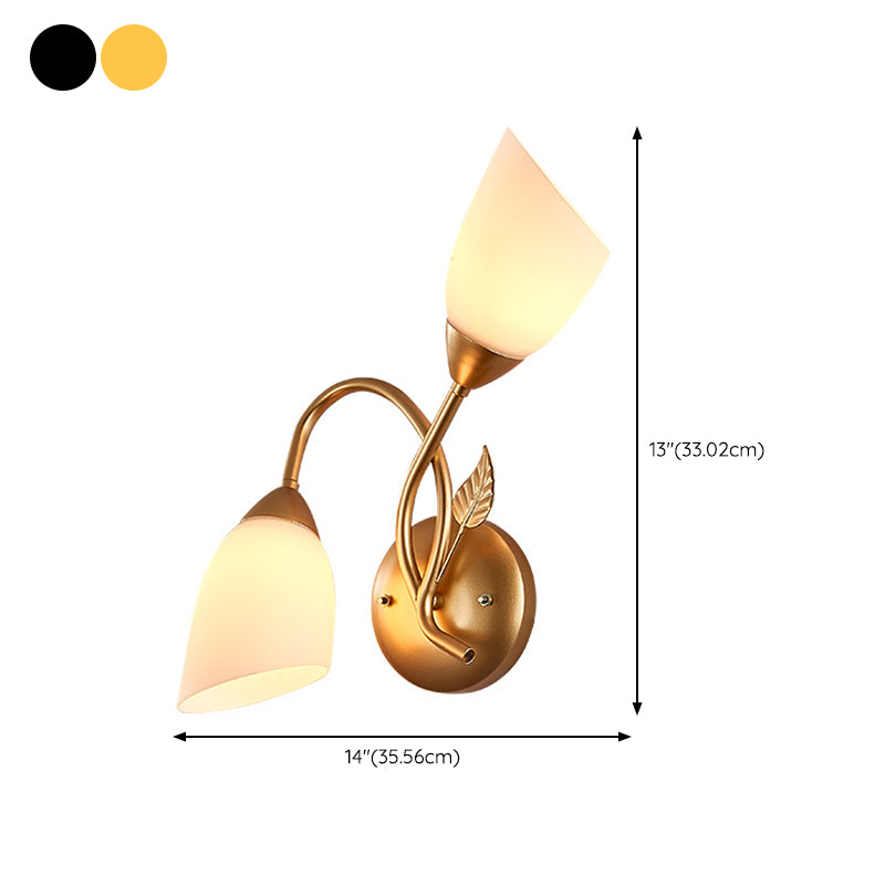 Modernist Wall Sconce Flower Wall Light Fixture with Glass and Metal for Bedroom