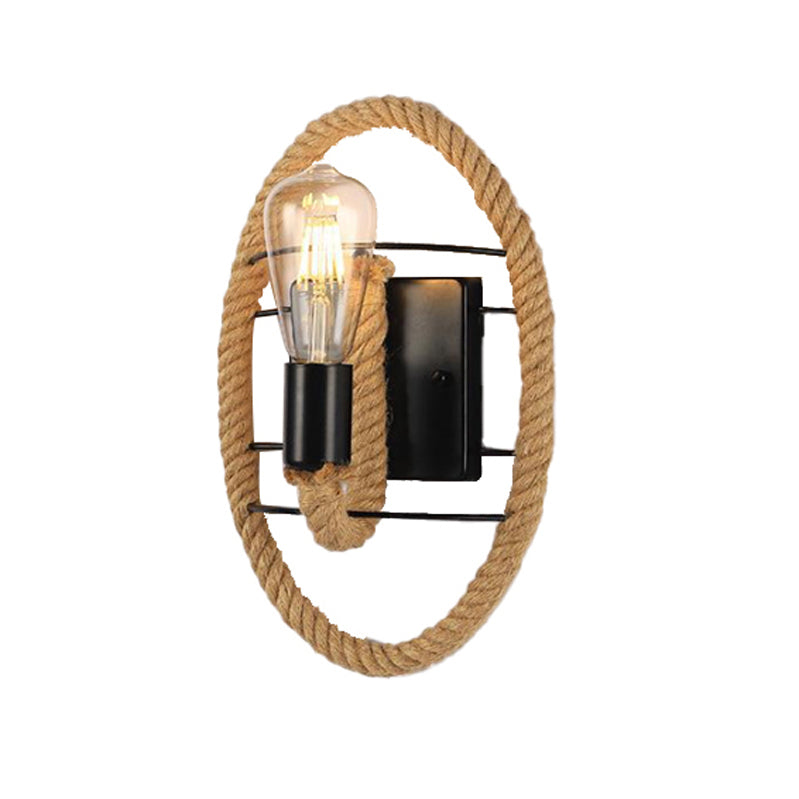 Geometric Wall Light Fixture Modern Rope 1 Light Wall Sconce in Black