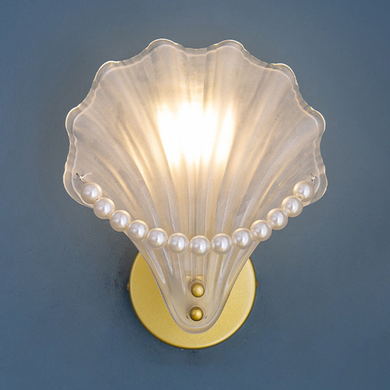 Golden Finish Single Contemporary Wall Mounted Sconce Glass Wall Light