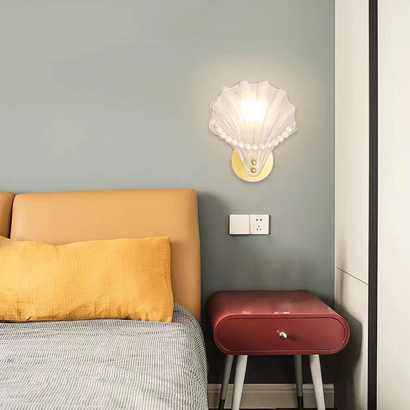Golden Finish Single Contemporary Wall Mounted Sconce Glass Wall Light