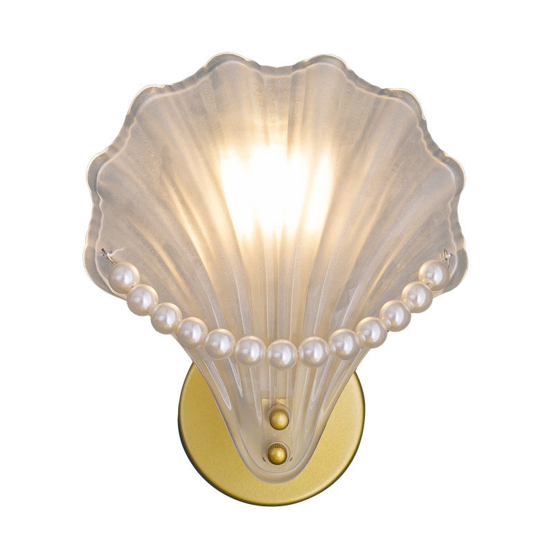 Golden Finish Single Contemporary Wall Mounted Sconce Glass Wall Light