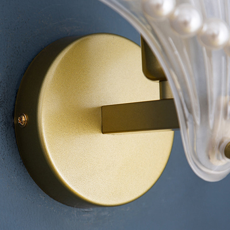 Golden Finish Single Contemporary Wall Mounted Sconce Glass Wall Light