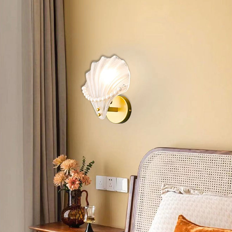Golden Finish Single Contemporary Wall Mounted Sconce Glass Wall Light