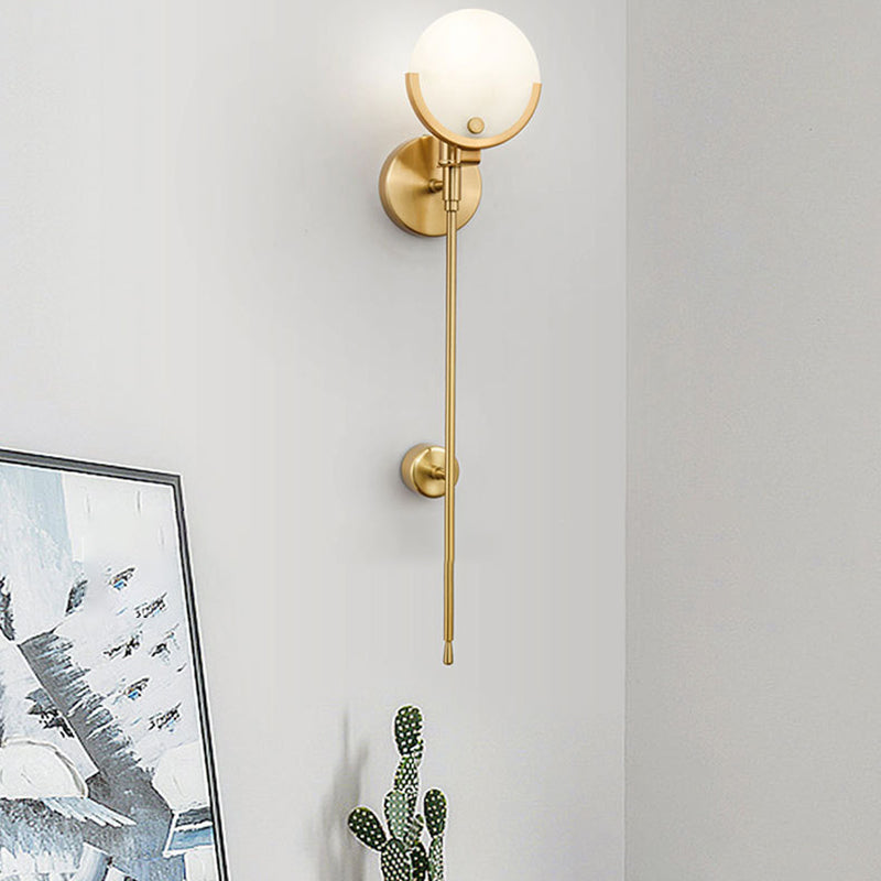 Single Golden Modern Wall Mounted Sconce Shaded Wall Light for Foyer