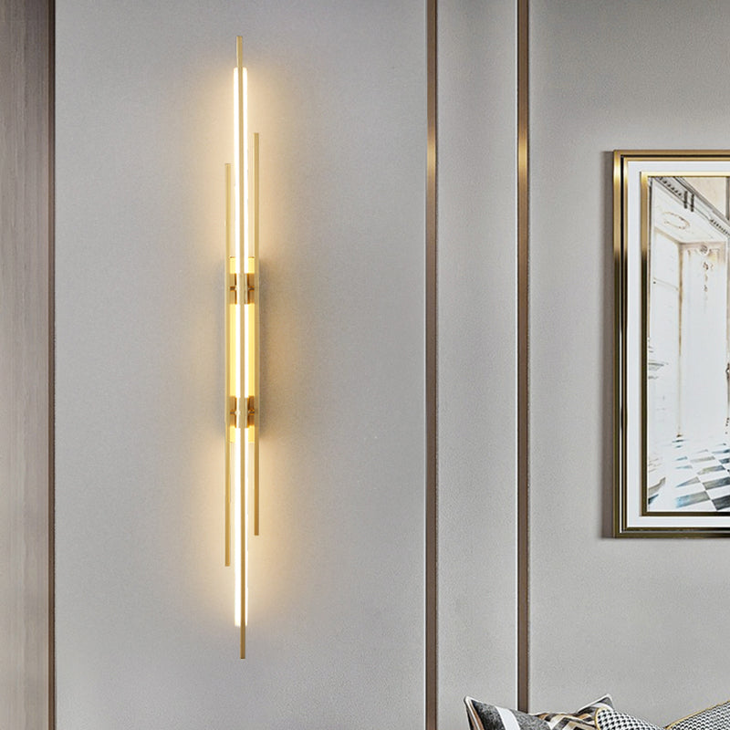 Modern Metal LED Wall Sconce Linear Shape Wall Light with Acrylic Shade for Bedroom