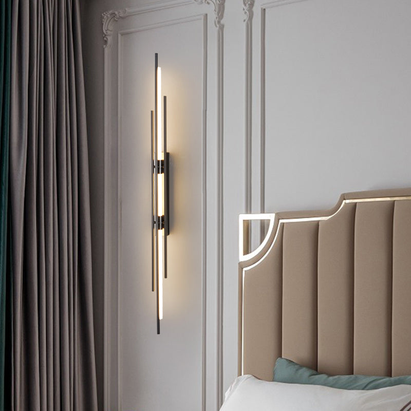 Modern Metal LED Wall Sconce Linear Shape Wall Light with Acrylic Shade for Bedroom