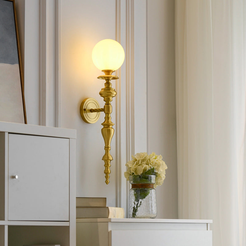 Ball Shape Metal Wall Light Modern Style 1 Light Wall Light Sconce in Gold