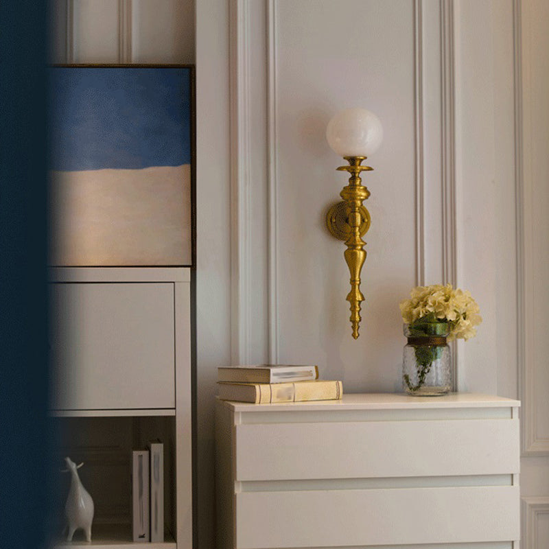 Ball Shape Metal Wall Light Modern Style 1 Light Wall Light Sconce in Gold