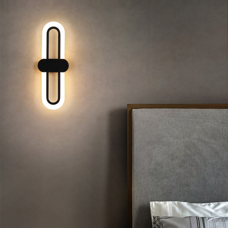Minimalist LED Wall Lamp Ellipse Metal Sconce Lighting for Bedroom