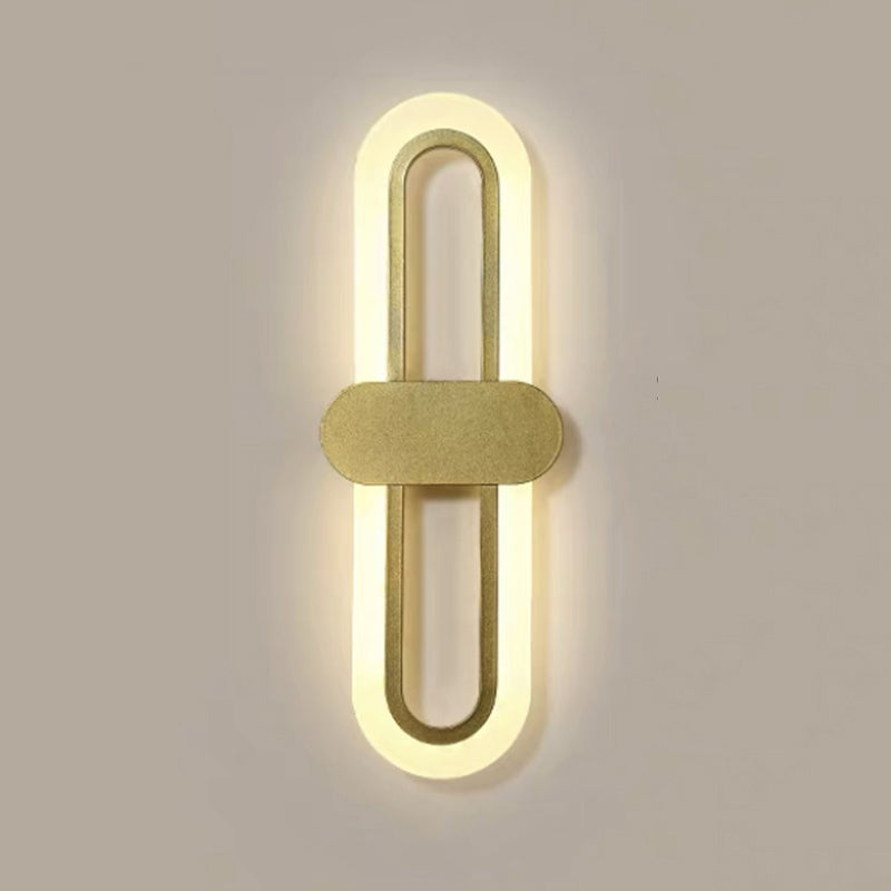 Minimalist LED Wall Lamp Ellipse Metal Sconce Lighting for Bedroom
