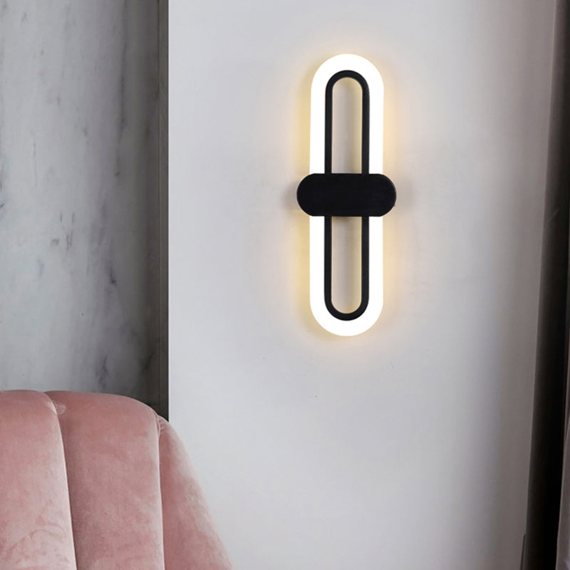 Minimalist LED Wall Lamp Ellipse Metal Sconce Lighting for Bedroom
