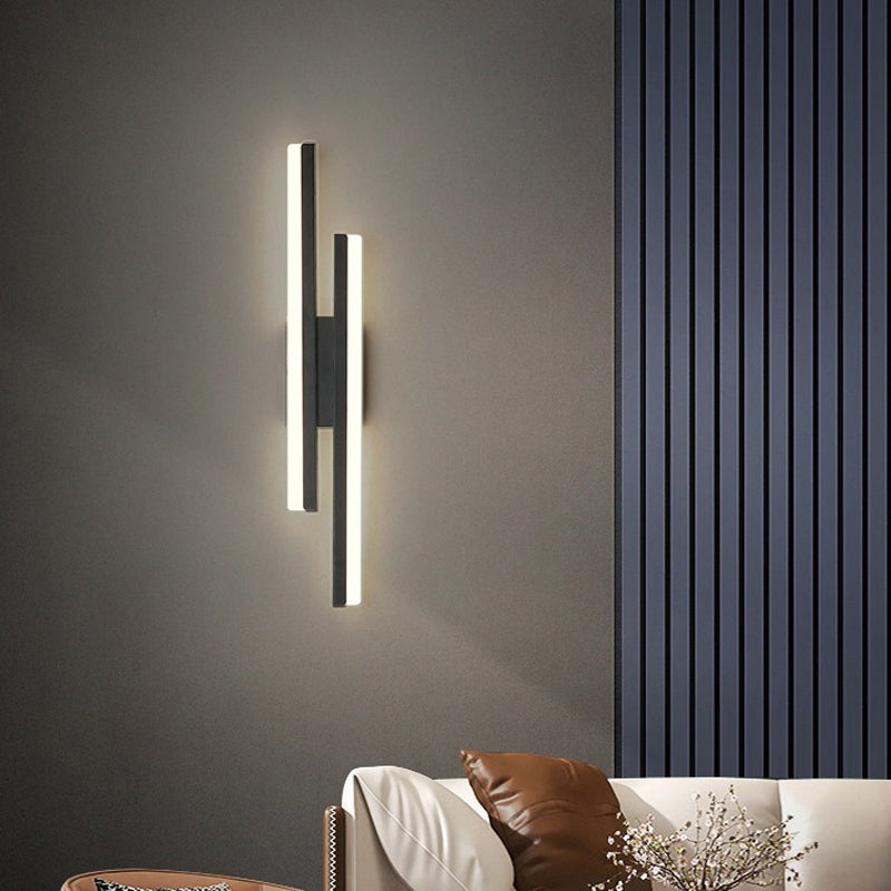 Minimalist LED Wall Lamp Black Metal Sconce Lighting for Bedroom