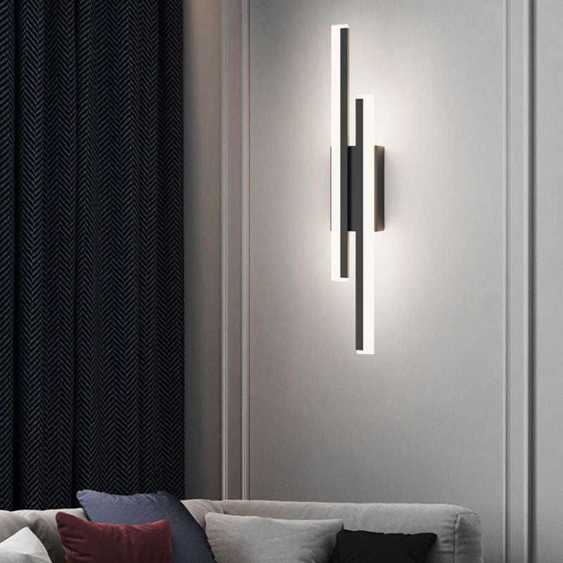 Minimalist LED Wall Lamp Black Metal Sconce Lighting for Bedroom