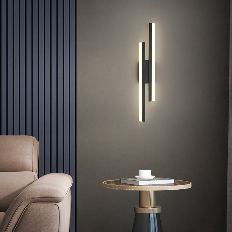 Minimalist LED Wall Lamp Black Metal Sconce Lighting for Bedroom
