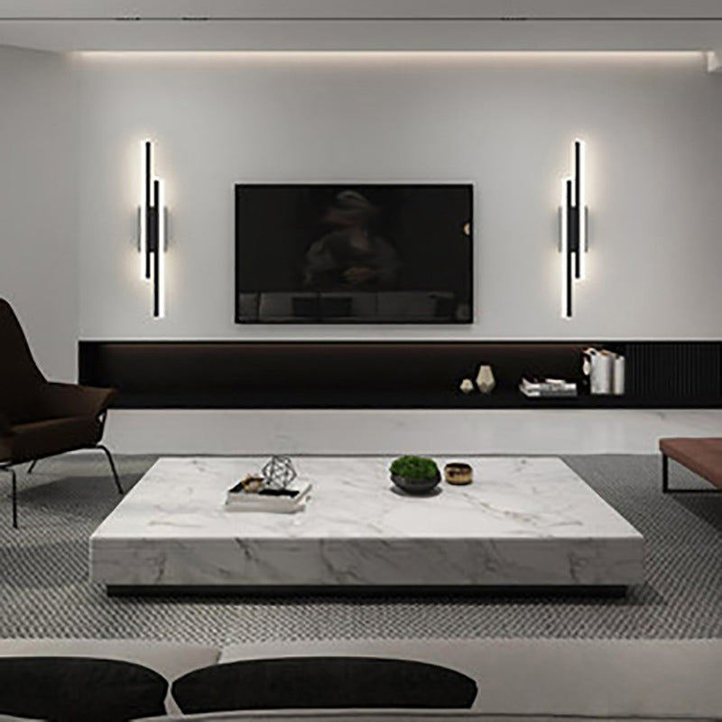 Minimalist LED Wall Lamp Black Metal Sconce Lighting for Bedroom