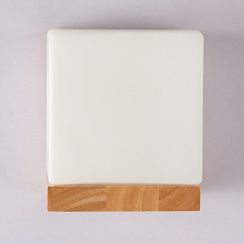 Modern Style Square Wall Light Wood 1 Light Sconces for Bedroom