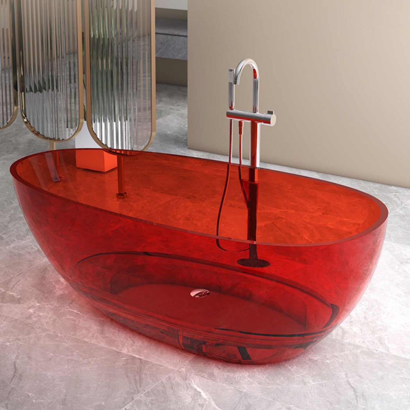 Modern Style Transparent Bathtub Oval Freestanding Bathtub for Bathroom