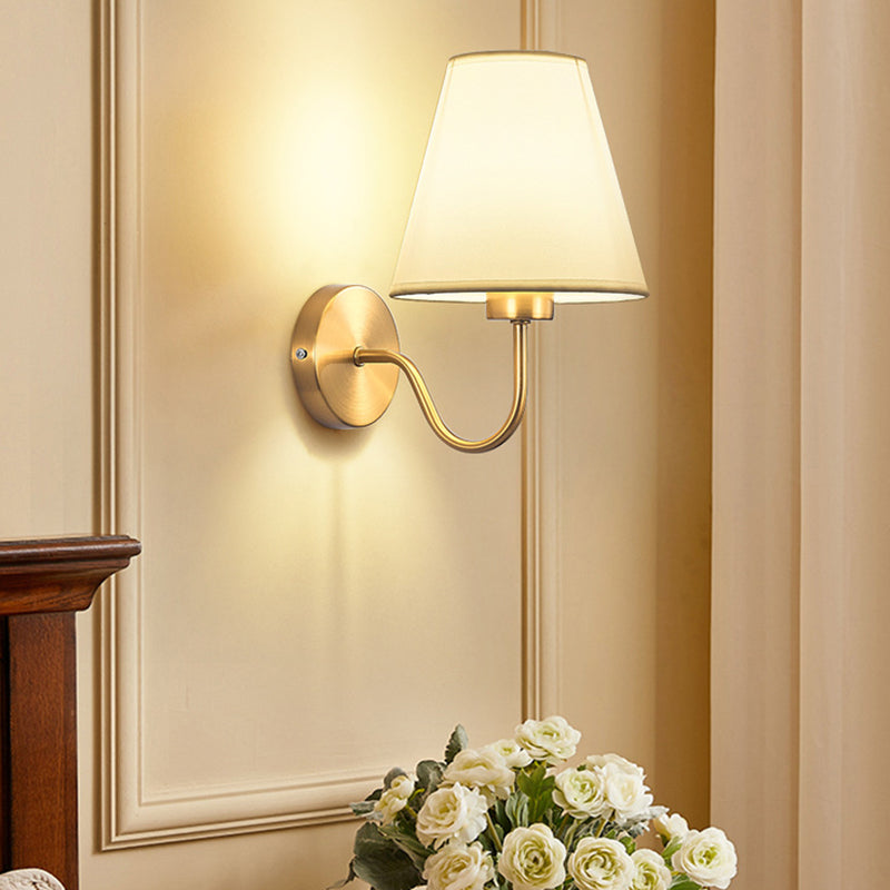 American Style Vanity Light Cone Shape Vanity Lamp with Fabric Shade for Living Room