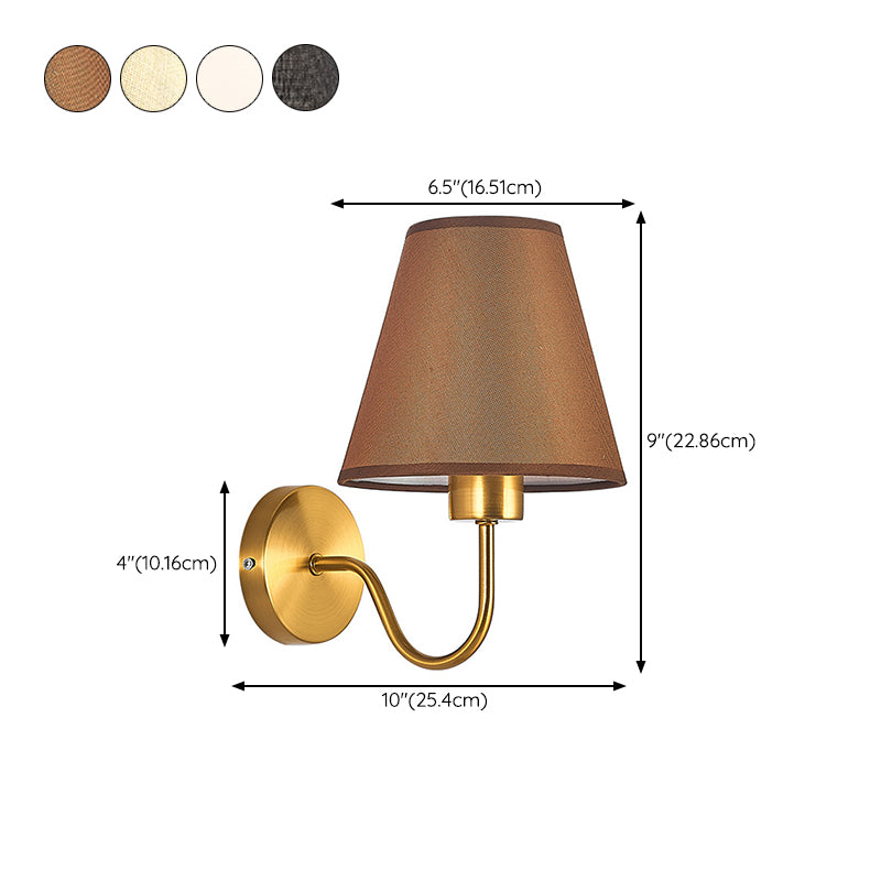 American Style Vanity Light Cone Shape Vanity Lamp with Fabric Shade for Living Room