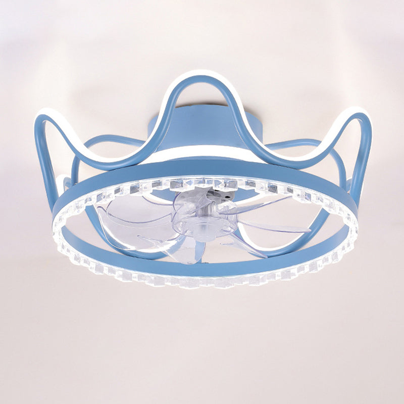 7-Blade Children Ceiling Fan LED Polish Finish Fan with Light for Home