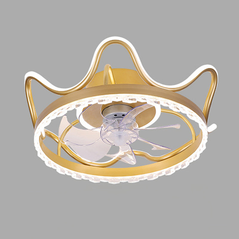 7-Blade Children Ceiling Fan LED Polish Finish Fan with Light for Home