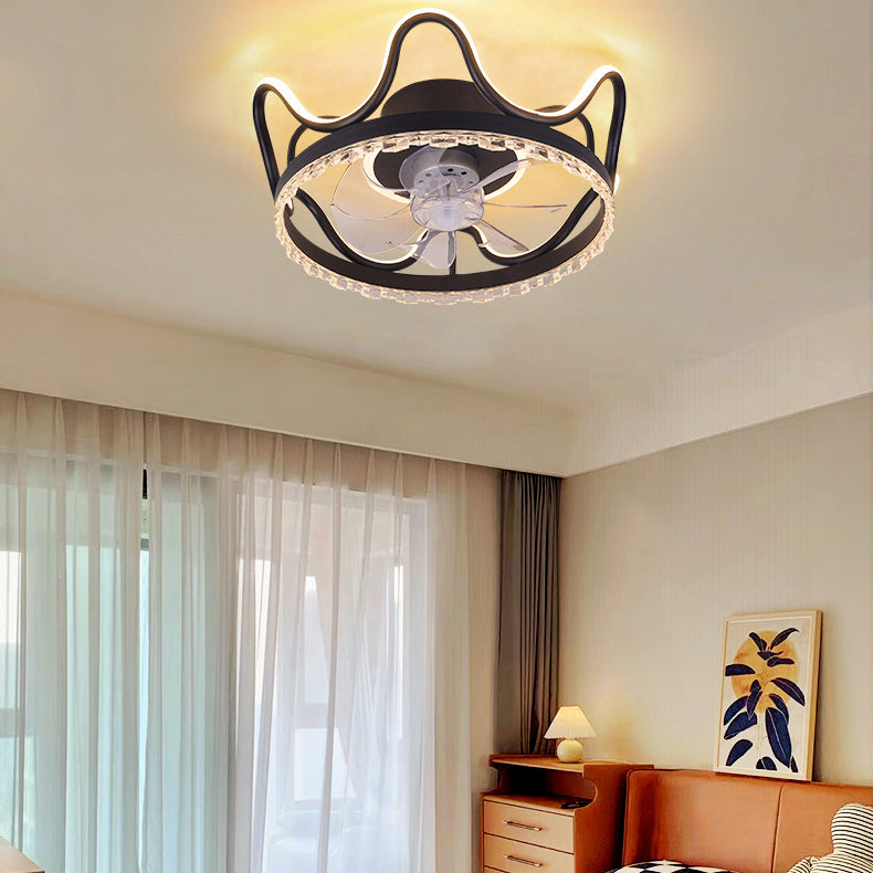7-Blade Children Ceiling Fan LED Polish Finish Fan with Light for Home