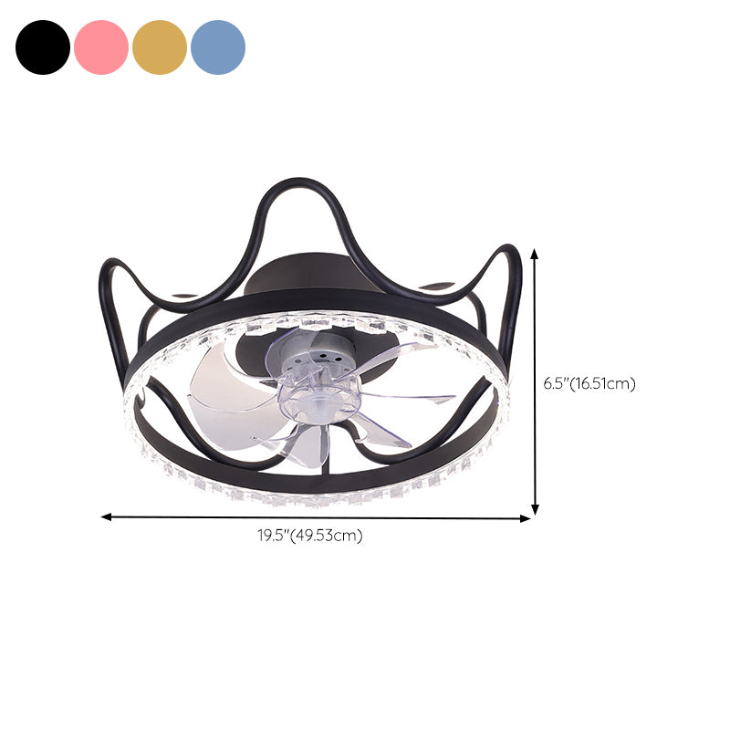 7-Blade Children Ceiling Fan LED Polish Finish Fan with Light for Home