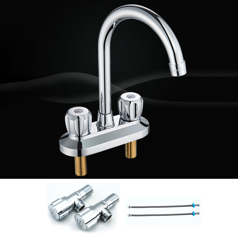 Modern Style Bathroom Faucet Double Handles Faucet Swivel Spout Faucet