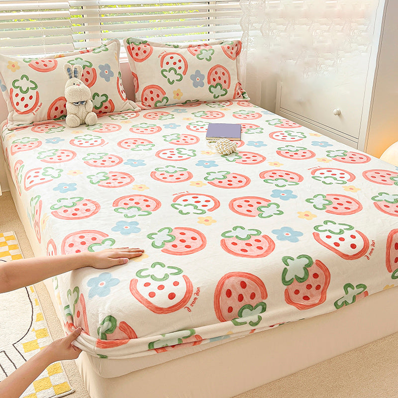 Cotton Sheet Set Flower Printed Wrinkle Resistant Super Soft Bed Sheet Set