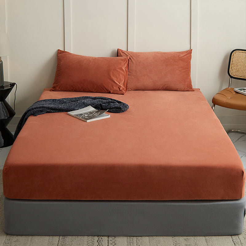 Sheet Sets Flannel Solid Color Wrinkle Resistant Breathable Super Soft Bed Sheet Set