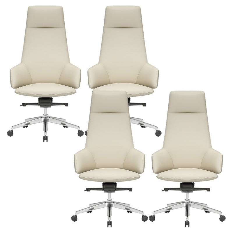 Fixed Arms Leather Desk Chair Modern No Distressing Ergonomic Office Chair with Wheels