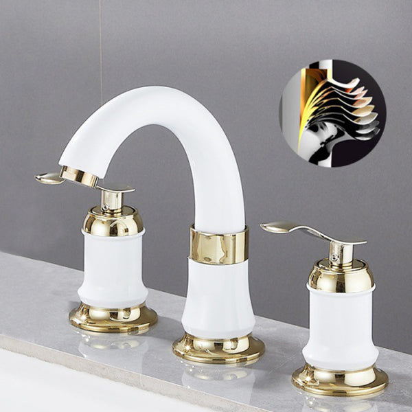 Contemporary Vessel Faucet Copper 2 Handles Low Arc Vessel Faucet for Home