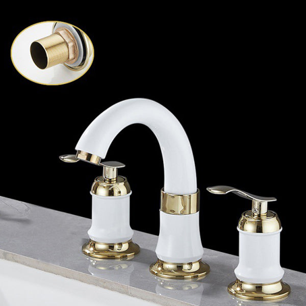 Contemporary Vessel Faucet Copper 2 Handles Low Arc Vessel Faucet for Home