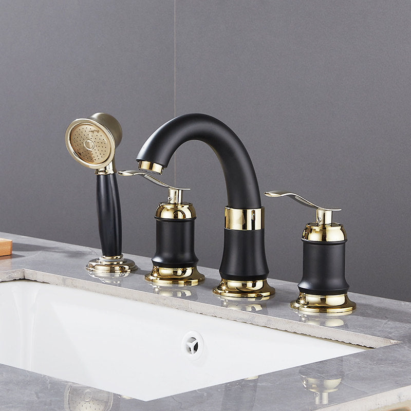 Contemporary Vessel Faucet Copper 2 Handles Low Arc Vessel Faucet for Home