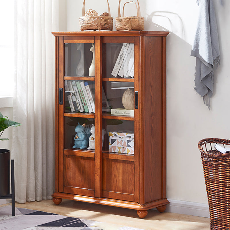 Wooden Standard Bookcase Contemporary Closed Back Bookshelf with Doors