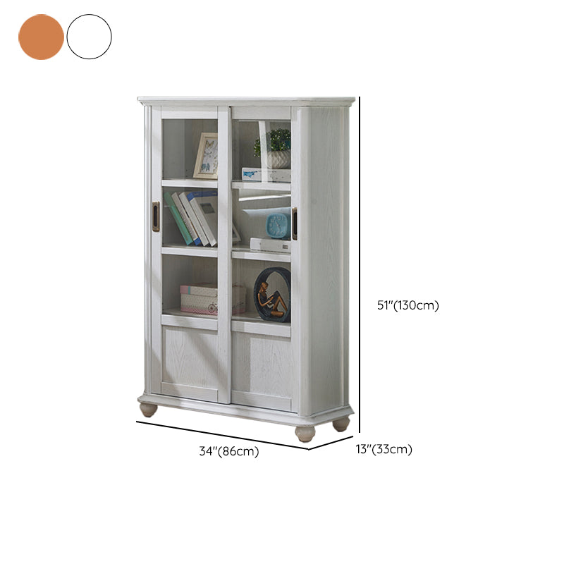 Wooden Standard Bookcase Contemporary Closed Back Bookshelf with Doors