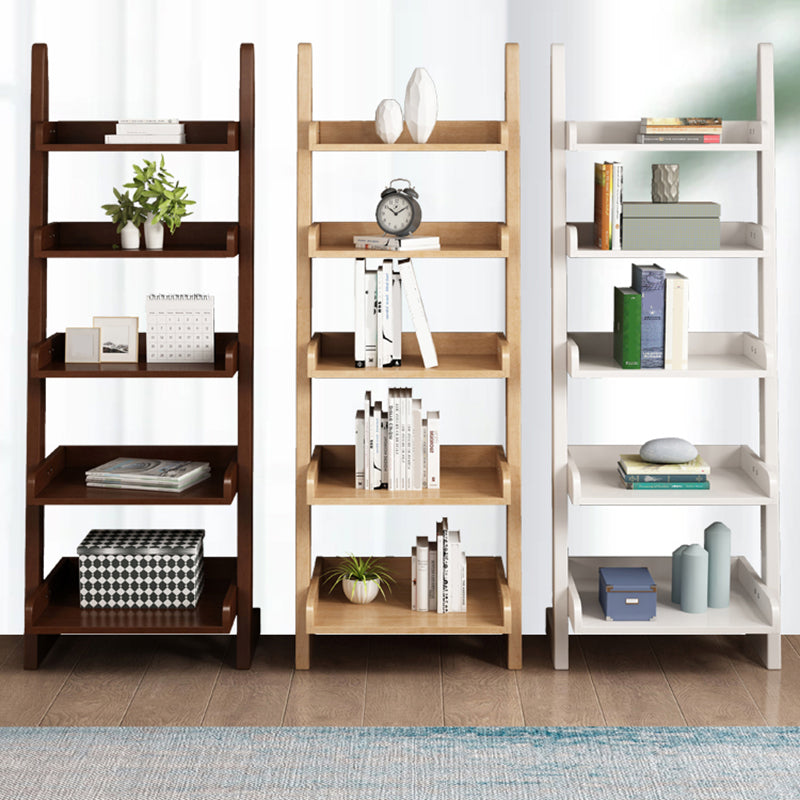 Ladder Open Back Standard Bookshelf Modern Style Wooden Bookcase