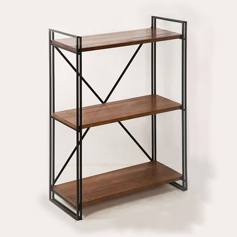 Wooden Open Back Bookshelf Etagere Industrial Bookcase with Shelves