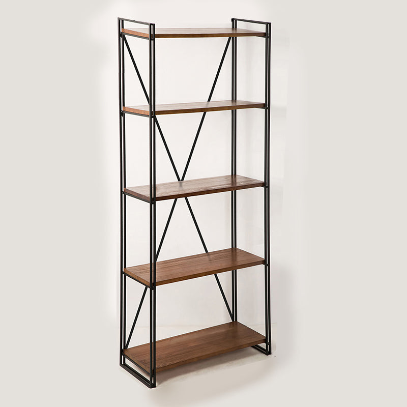 Wooden Open Back Bookshelf Etagere Industrial Bookcase with Shelves