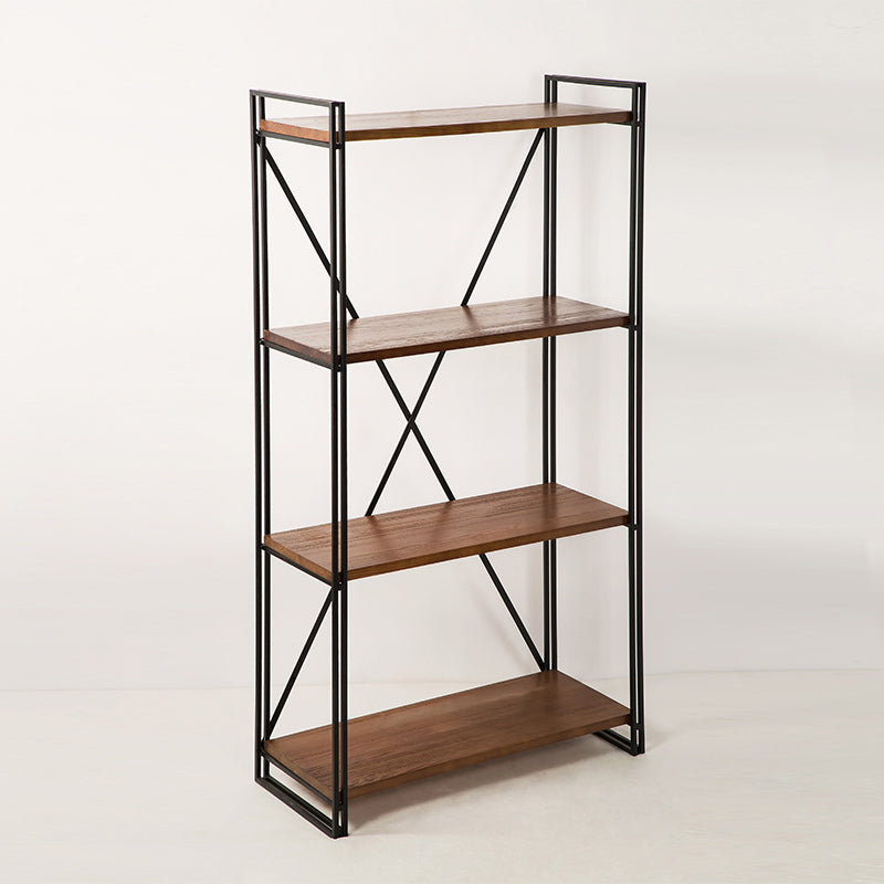 Wooden Open Back Bookshelf Etagere Industrial Bookcase with Shelves