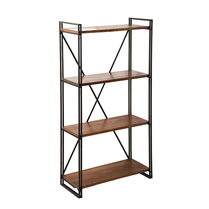 Wooden Open Back Bookshelf Etagere Industrial Bookcase with Shelves