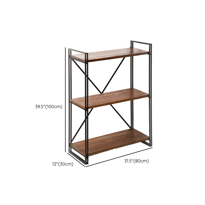 Wooden Open Back Bookshelf Etagere Industrial Bookcase with Shelves
