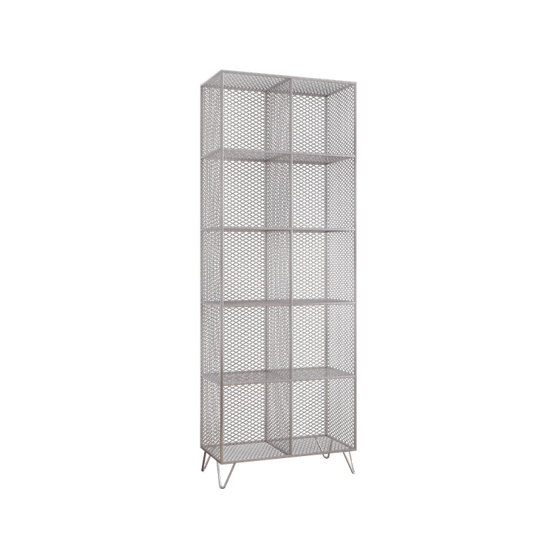 Metal Closed Back Standard Bookshelf Shelves Included Bookcase in Silver