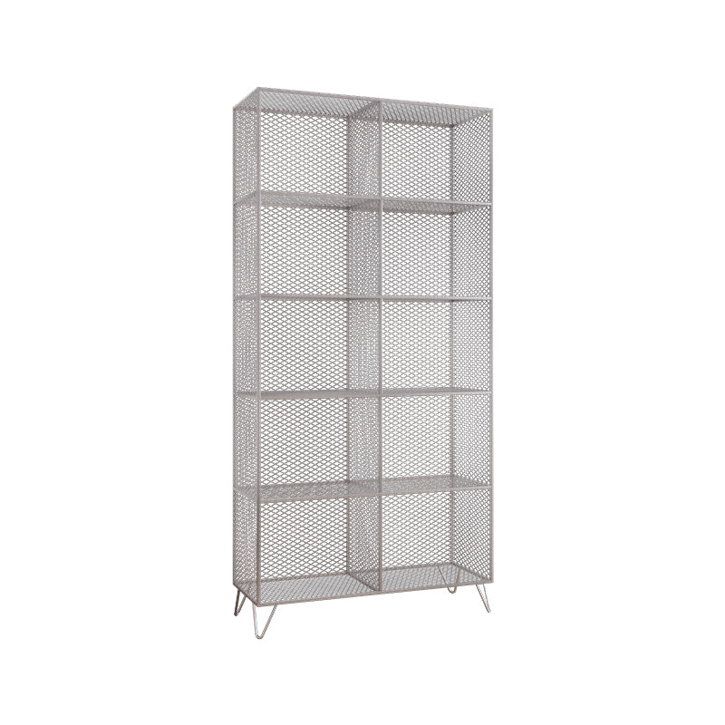 Metal Closed Back Standard Bookshelf Shelves Included Bookcase in Silver