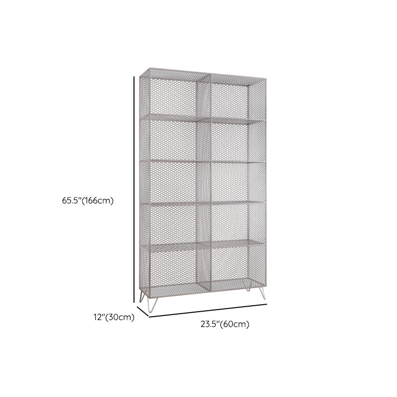 Metal Closed Back Standard Bookshelf Shelves Included Bookcase in Silver