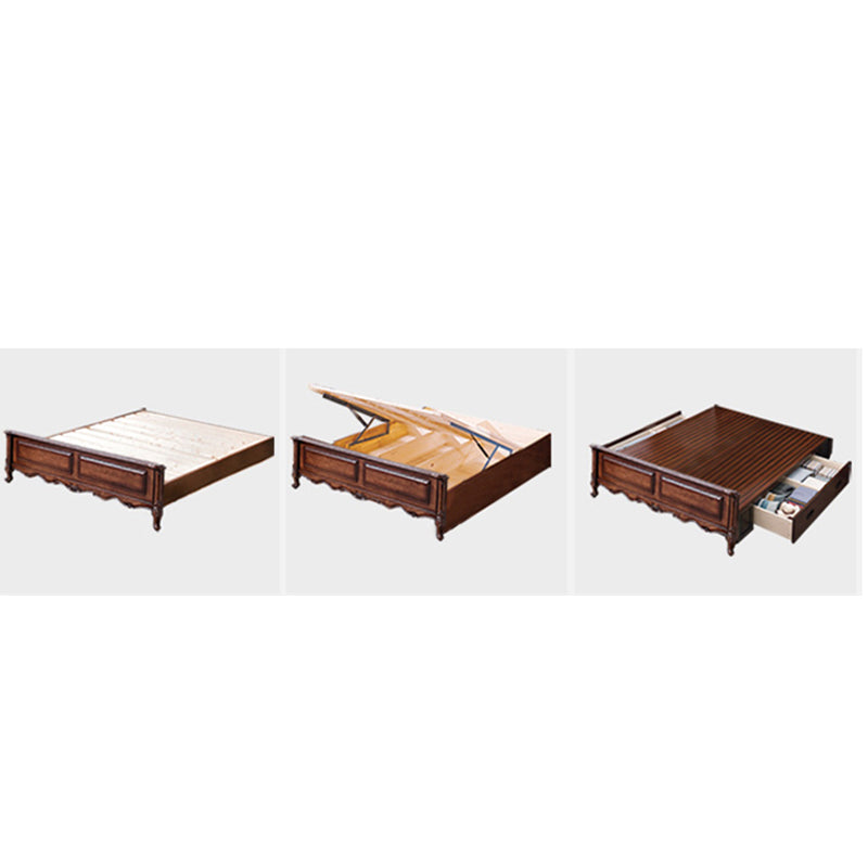 Traditional Brown Panel Bed 57.08" High Oak Bed with Upholstered Headboard