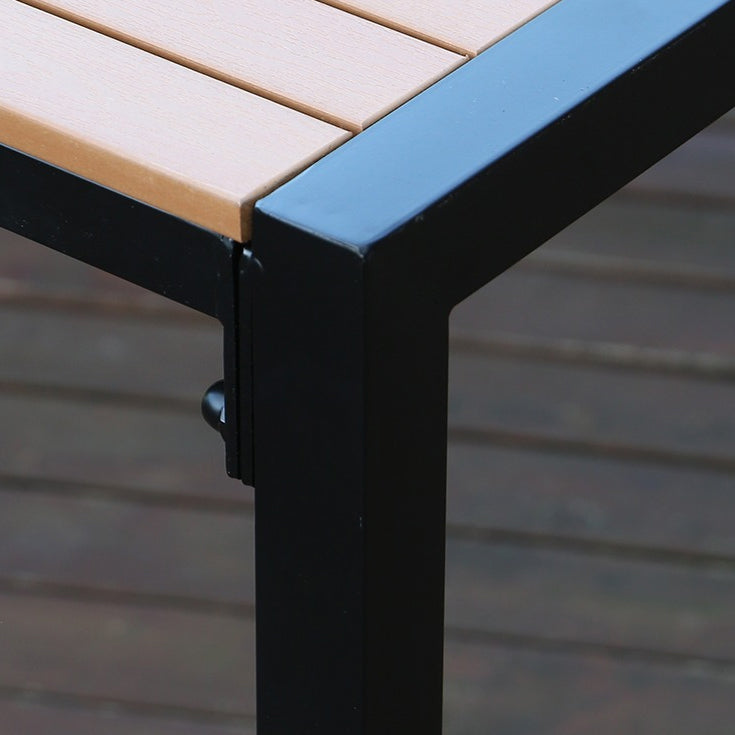 Metal and Wood Dining Set Rectangle Industrial Water Resistant Dining Table